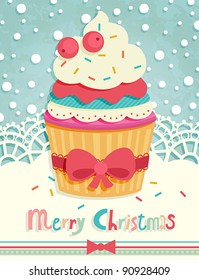 Funny Christmas postcard. Vector illustration.