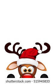 Funny Christmas Reindeer on white background.