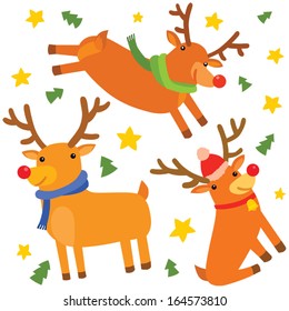 Funny Christmas Reindeer Trio