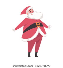 Funny Christmas Santa Claus Character, Symbol of Xmas and New Year Holidays Cartoon Style Vector Illustration