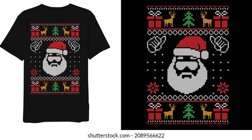 Funny Christmas Santa Ugly Christmas Sweater T-Shirt Designs