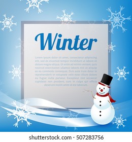 Funny Christmas Snowman card with copy space, Vector background drawing by hand vector and digital illustration created without reference image.