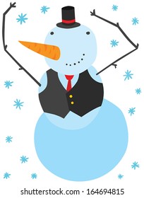 Funny Christmas Snowman Character