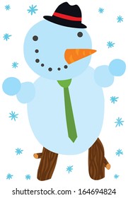 Funny Christmas Snowman Character