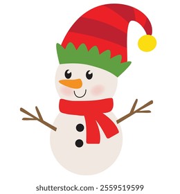 Funny Christmas snowman  vector cartoon illustration