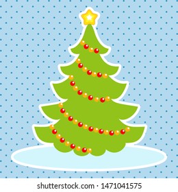 Funny Christmas tree. Educational game for children. Cartoon vector illustration