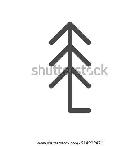 Funny Christmas tree icon. Isolated Vector Illustration. Minimalistic simplified line design.