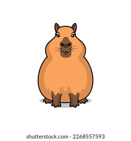 Funny chubby capybara vector cartoon illustration isolated on white