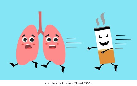 Funny Cigarette Damage Lungs Character Cartoon Stock Vector (Royalty ...