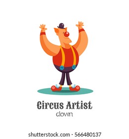 Funny circus clown. Vector illustration isolated on white background.