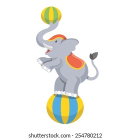 Funny circus elephant mascot vector illustration. Isolated on white background.