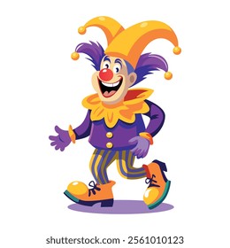 Funny circus jester illustration in flat style 

