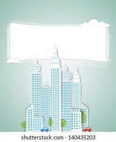 Funny city background with place for your text. Vector