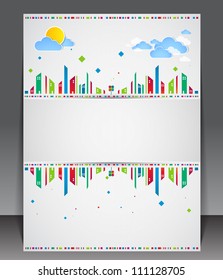Funny city theme blank with sun and clouds.