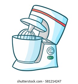 Funny and clean mixer with red stripe on it in cartoon style - vector.