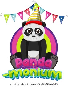 A funny and clever cartoon illustration featuring pandemonium with pandas