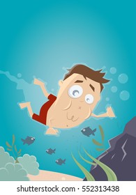 cliparte gracioso de un hombre submarinismo