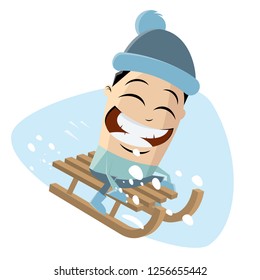 clipart engraçado de trenó homem de desenho animado