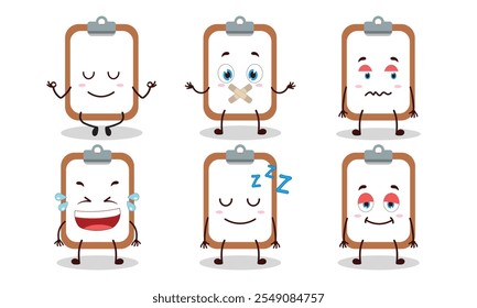 funny clipboard with various expressions design illustration