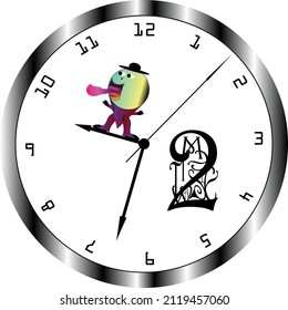 Funny Clock mit abstrakter Typografie.