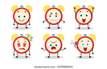funny clock with many expressions design illustration