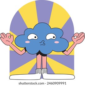 Funny cloud character purse lip abstract illustration