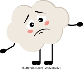 Funny cloud mascot feeling sad