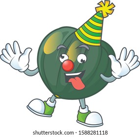 Funny Clown acorn squash on cartoon character mascot design