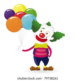 Funny clown with balloons