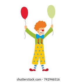 funny clown with balls isolated on white background vector