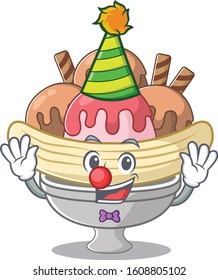 Funny Clown Banana Split Cartoon Character Mascot Design