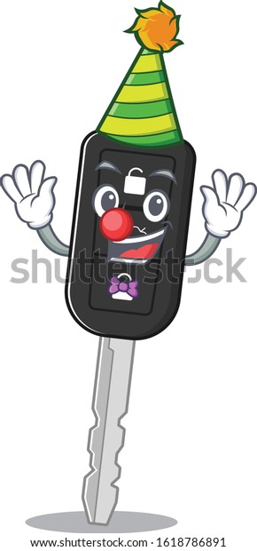 Funny Clown\
car key cartoon character mascot\
design