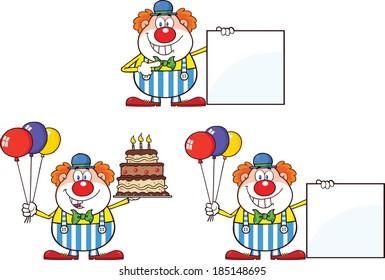 Funny Clown Cartoon Characters 1. Vector Collection Set