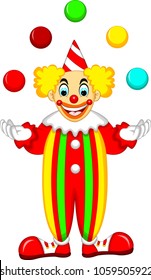 funny clown cartoon posing play ball with smile