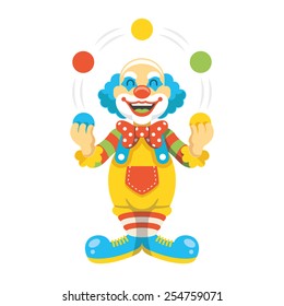 Funny clown character vector illustration. Creative trendy concept. Modern graphic design elements. Isolated on white background.