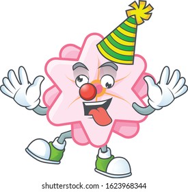 Funny Clown chinese pink flower cartoon character mascot design