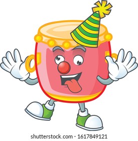 Funny Clown chinese red drum cartoon character mascot design