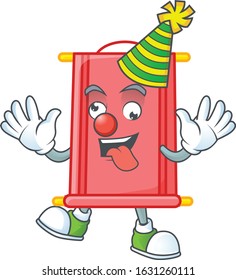 Funny Clown chinese red scroll cartoon character mascot design