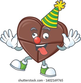 Funny Clown chocolate bar love on cartoon character mascot design