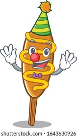 Funny Clown corn dog cartoon character mascot design