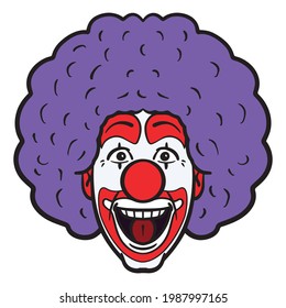 funny clown face. comic, avatar, isolated.