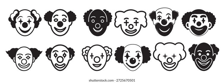 engraçado palhaço face silhueta vetor ilustração