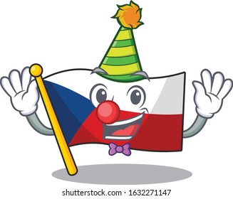 Funny Clown flag czechia cartoon character mascot design