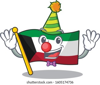 Funny Clown flag kuwait cartoon character mascot design