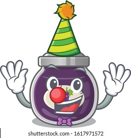 Funny Clown grape jam cartoon character mascot design