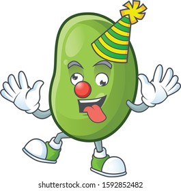 Funny Clown green beans on cartoon character mascot design