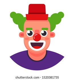 funny clown. the head is smiling. Flat character vector illustration.