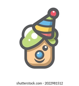 Funny Clown head Vector icon Cartoon illustration