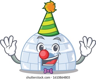 Funny Clown igloo cartoon character mascot design
