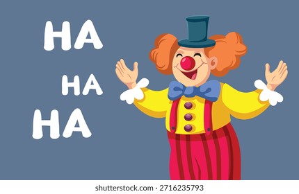 
Funny Clown Laughs Ha Ha Ha Vector Illustration. Comedian working at the circus having a sense of humor and laughing   